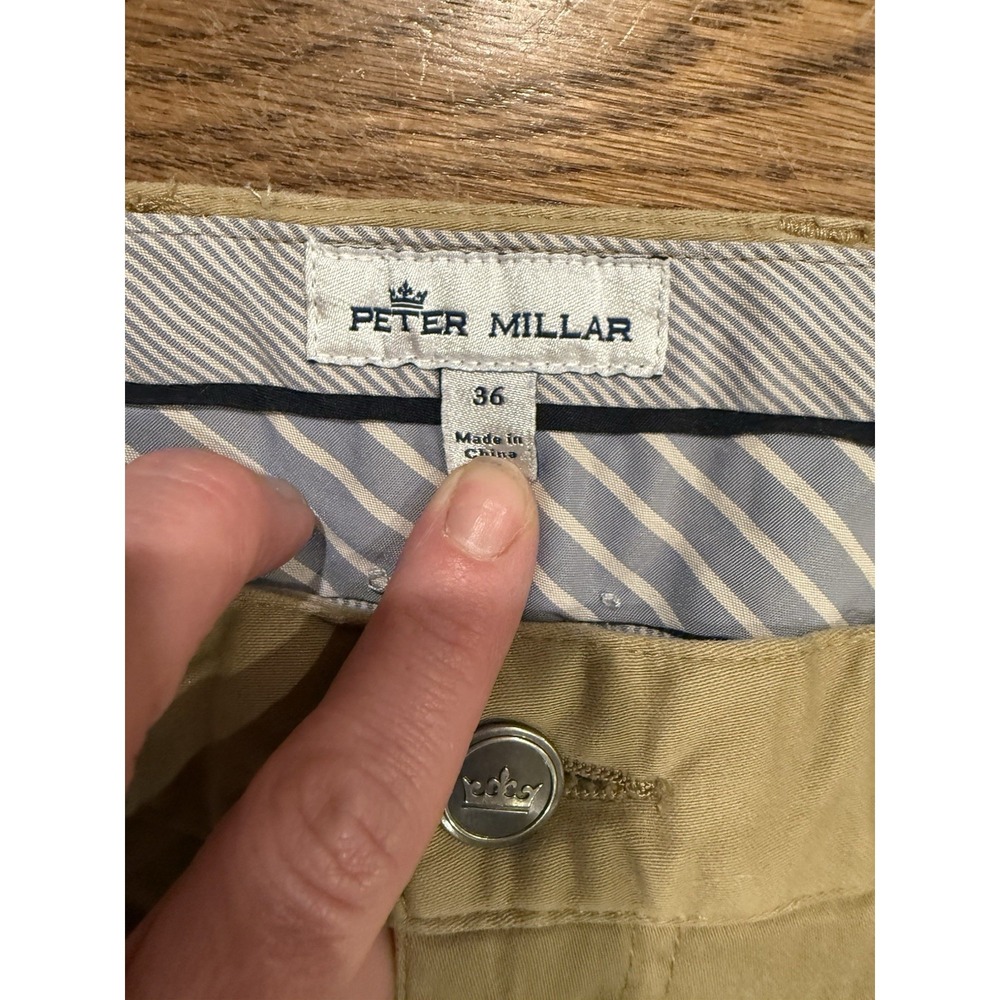 Peter Millar Men's Lightweight Khaki Tan Chino Pants 36x31 with 5 Pockets - Picture 3 of 6